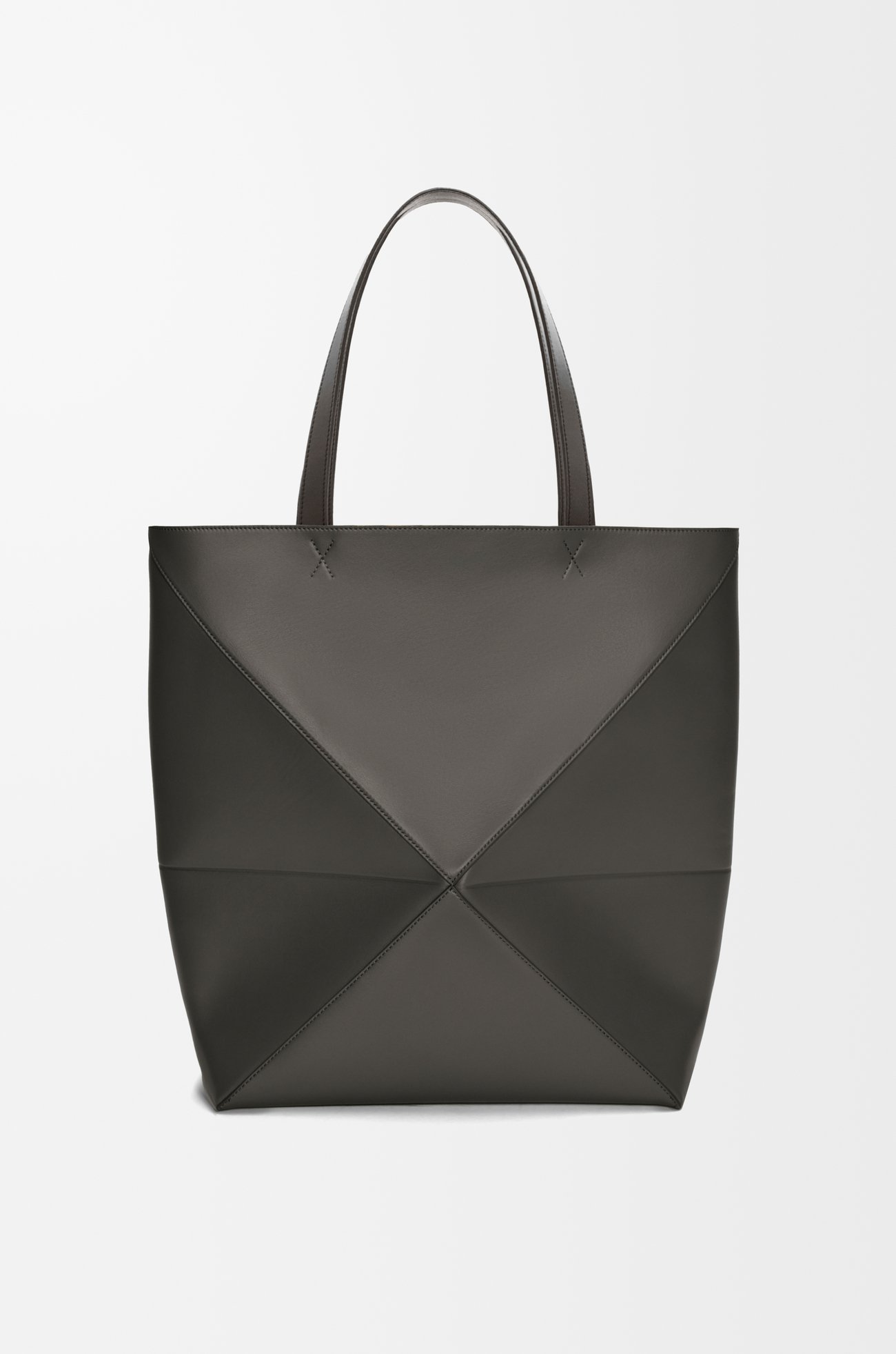 LOEWE XL Puzzle Fold tote in shiny calfskin Dark Grey