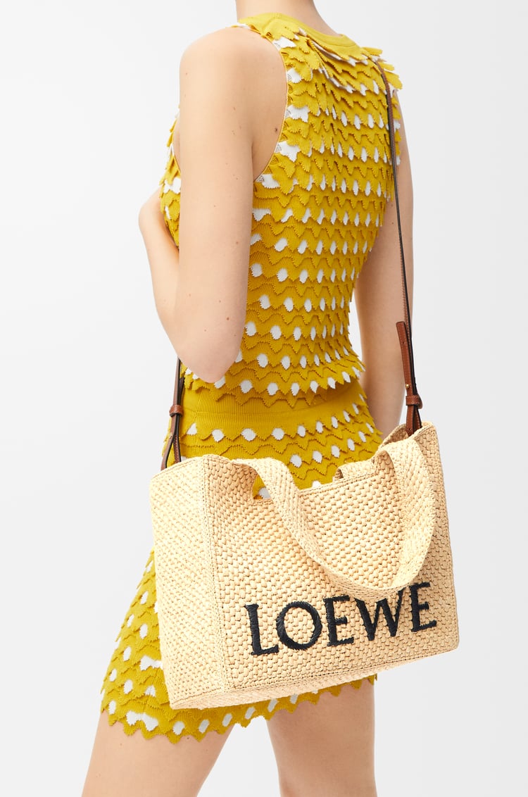 LOEWE Medium LOEWE Font tote in raffia Natural