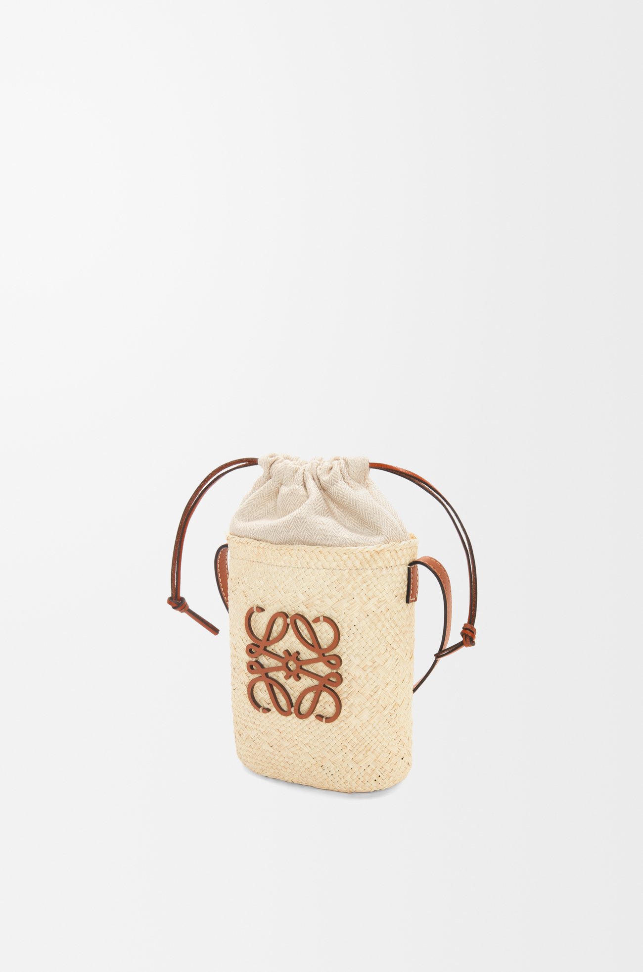 LOEWE Square pocket in iraca palm and calfskin Natural/Tan