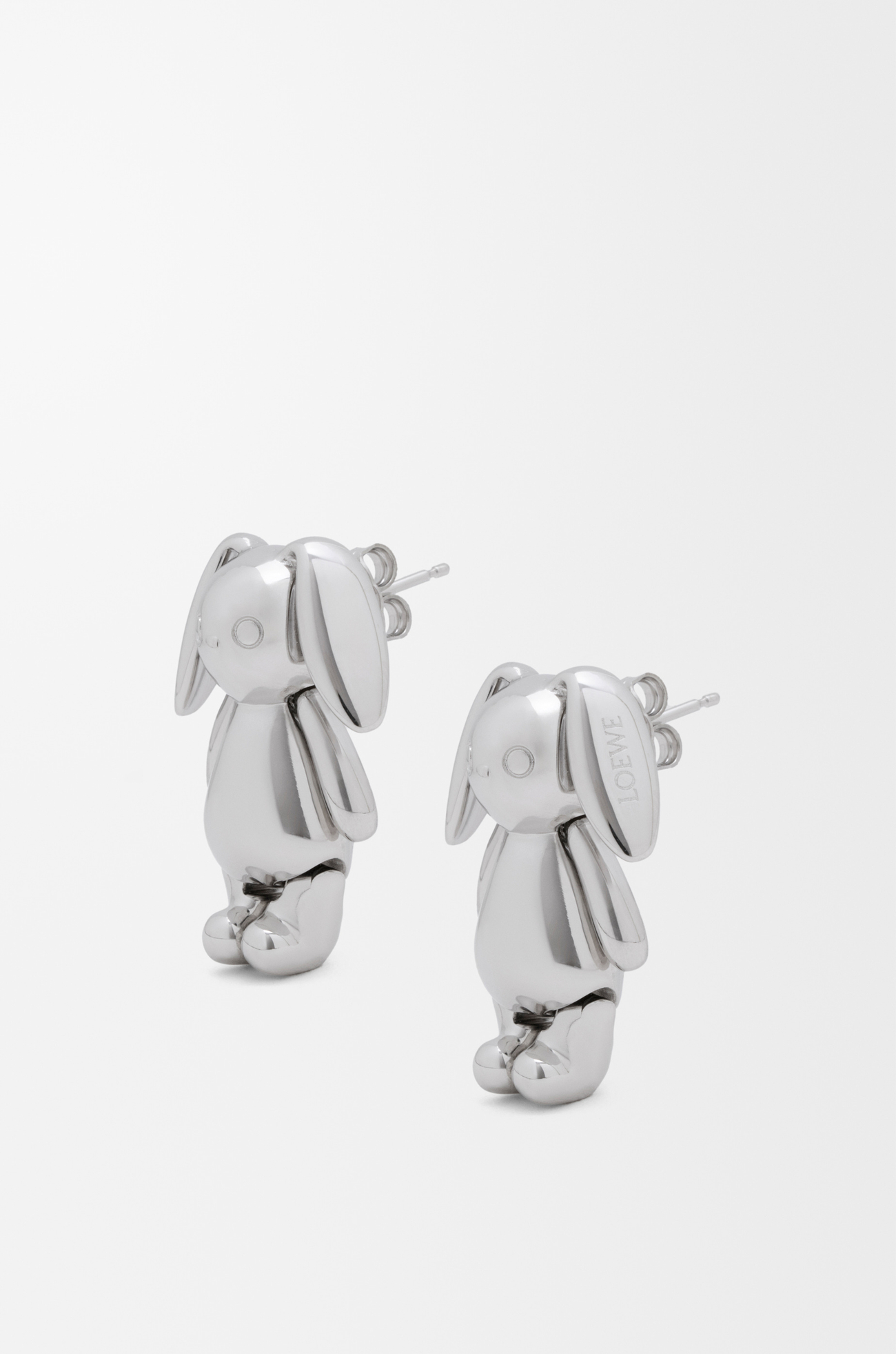 LOEWE 黄铜小兔耳环 银色