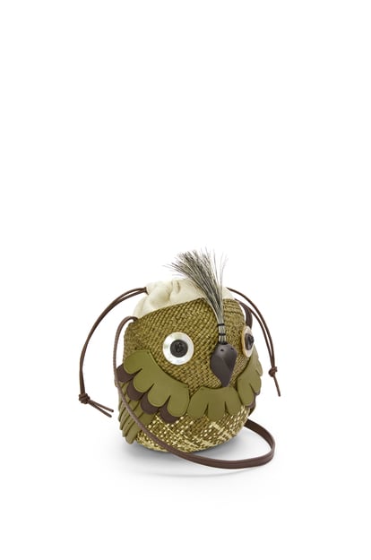 LOEWE Bird bag in iraca palm and calfskin Natural/Olive plp_rd