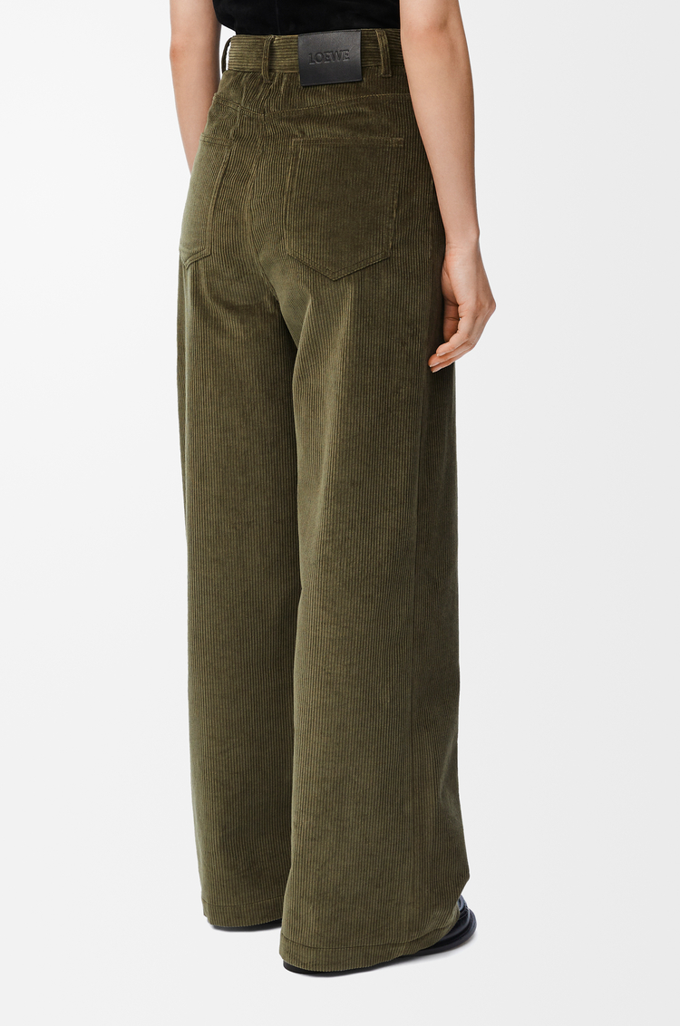LOEWE High waisted trousers in cotton and cashmere Khaki Green