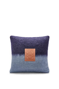 LOEWE Stripe cushion in mohair and wool Navy Blue/Multicolor