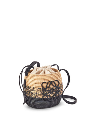 LOEWE 酒椰纤维和牛皮革蜂巢 Basket 手袋 原色/黑色 plp_rd