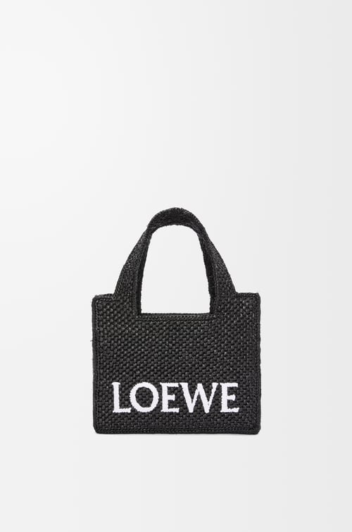 LOEWE Mini LOEWE Font tote in raffia Black
