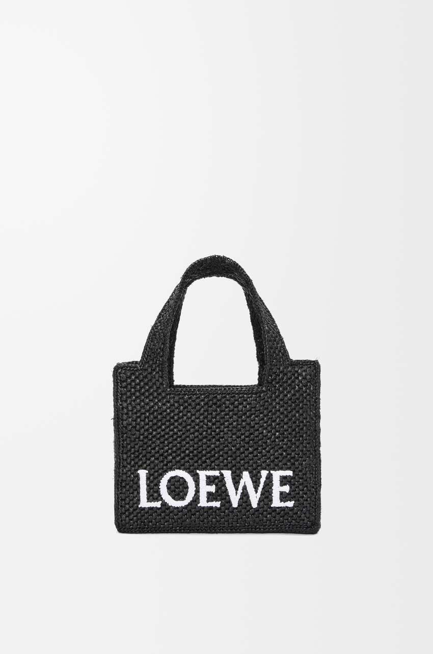 Mini LOEWE Font tote in raffia