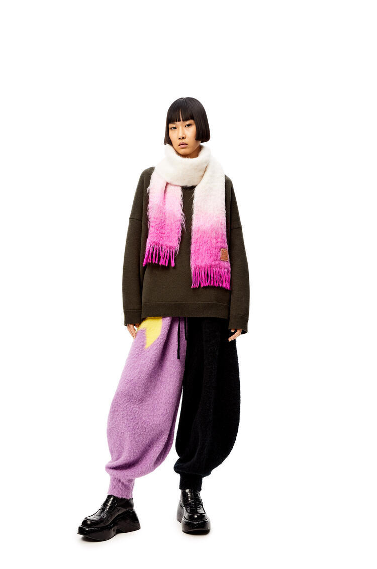 LOEWE Dip dye scarf in wool mohair White/Pink pdp_rd