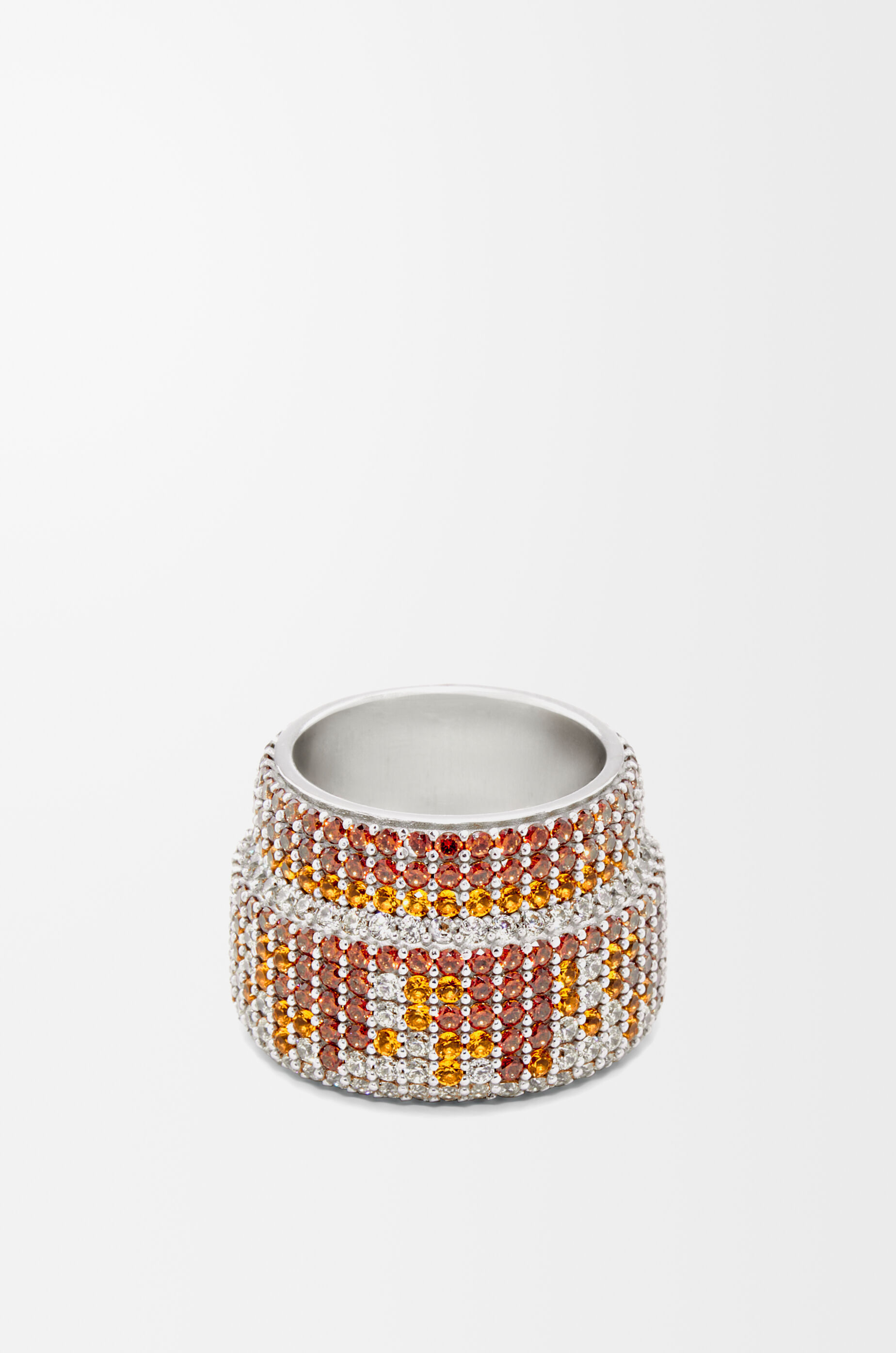 Large Pavé ring in sterling silver and crystals Silver - LOEWE