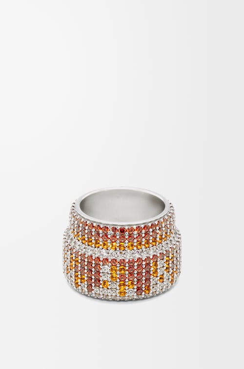 LOEWE Anillo grande Pavé en plata de ley y cristales Plata/Marron
