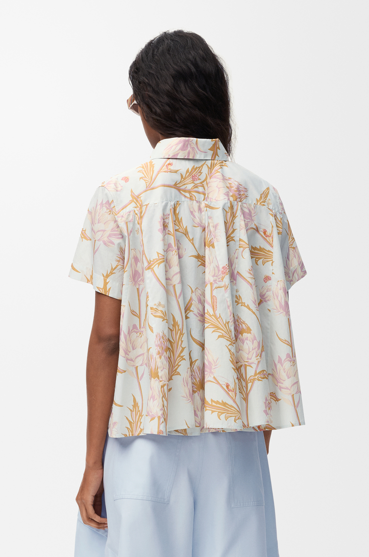 LOEWE Short sleeve shirt in cotton Light Blue/Multicolor