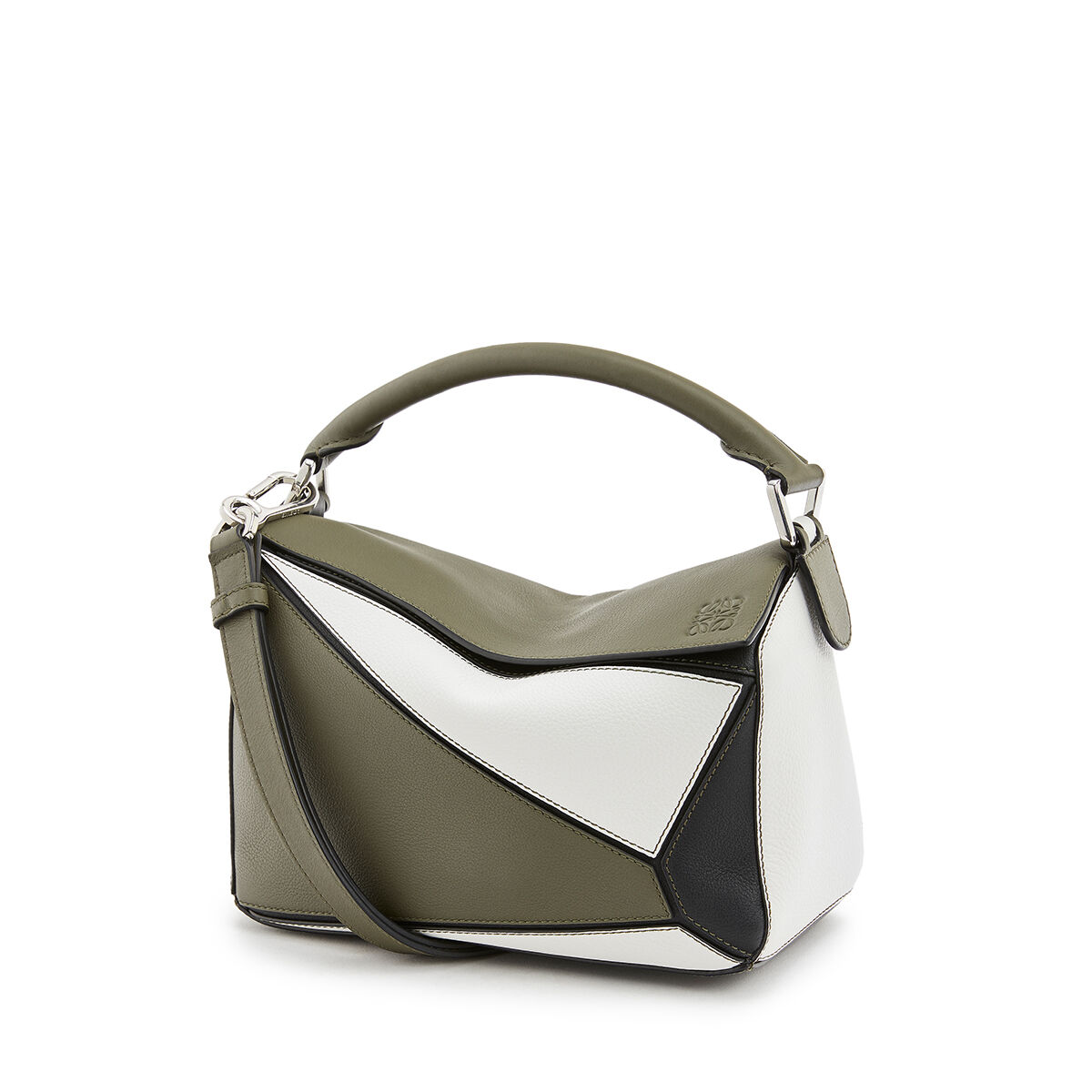 Puzzle Small Bag Khaki Green/Soft White - LOEWE