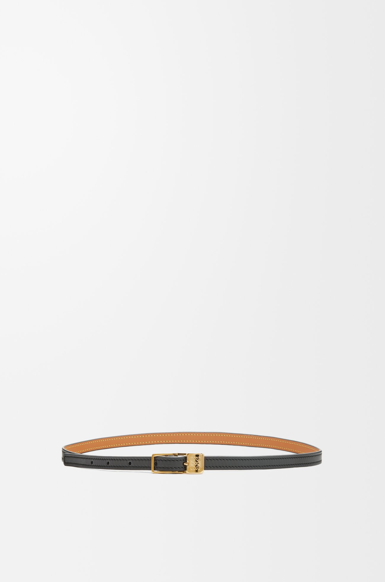 LOEWE 光滑小牛皮 Amazona 掛鎖皮帶 黑色/金色