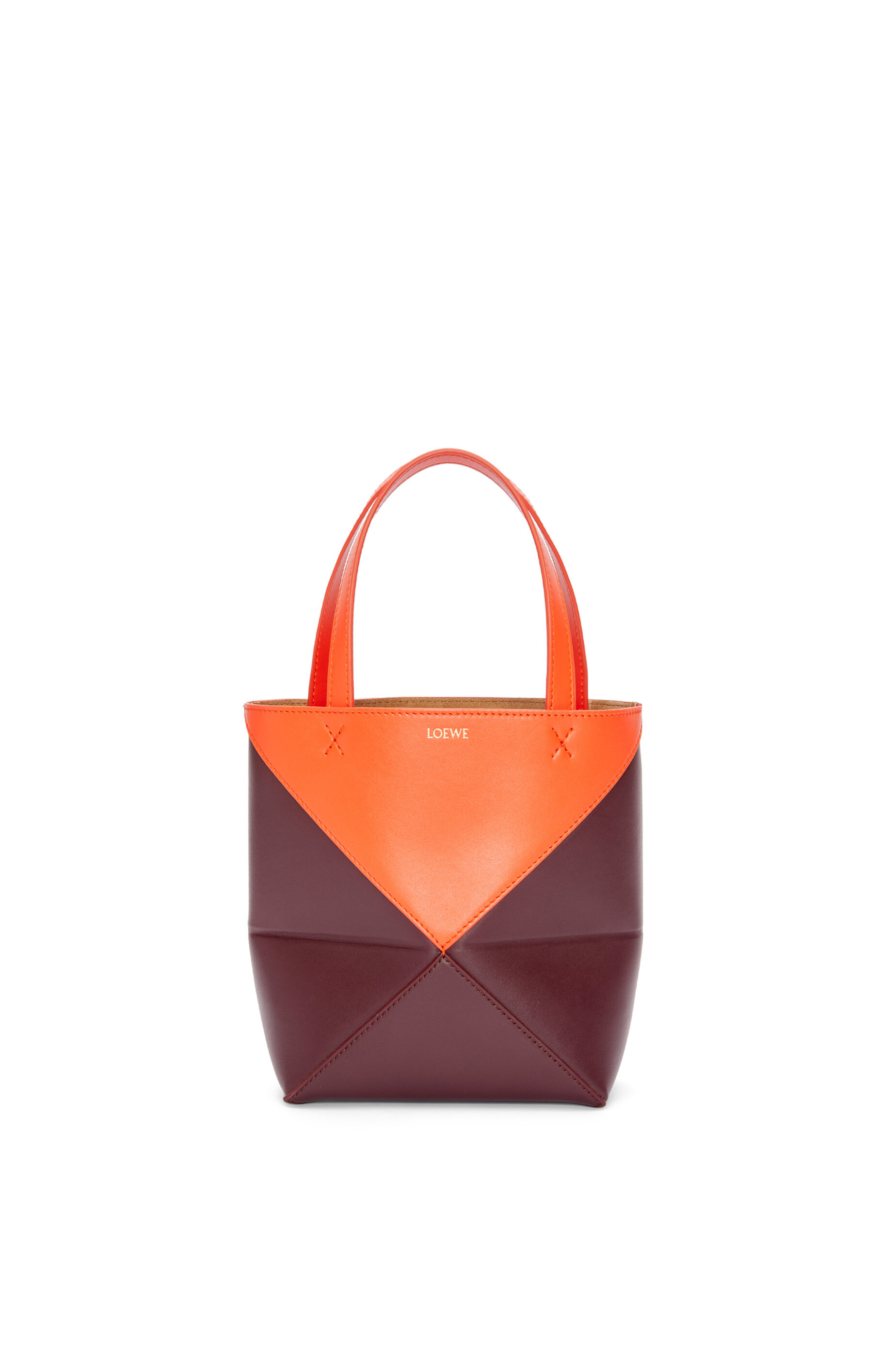 Mini Puzzle Fold Tote in shiny calfskin
