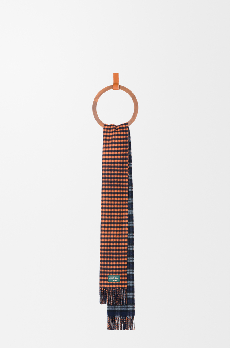 LOEWE Bufanda en lana y cashmere Azul Marino/Naranja