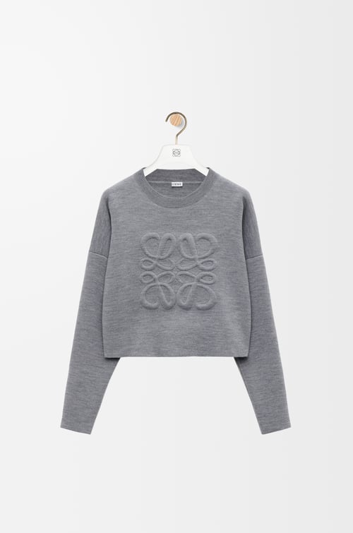 LOEWE 羊毛 Anagram 毛衣 浅灰色