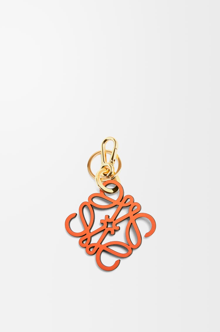LOEWE Anagram charm in calfskin Orange/Gold