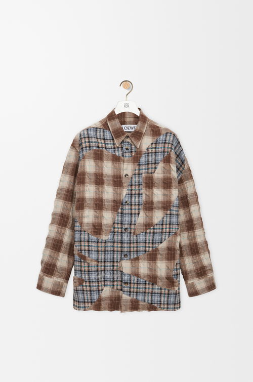 LOEWE Shirt in wool and cotton Brown/Grey
