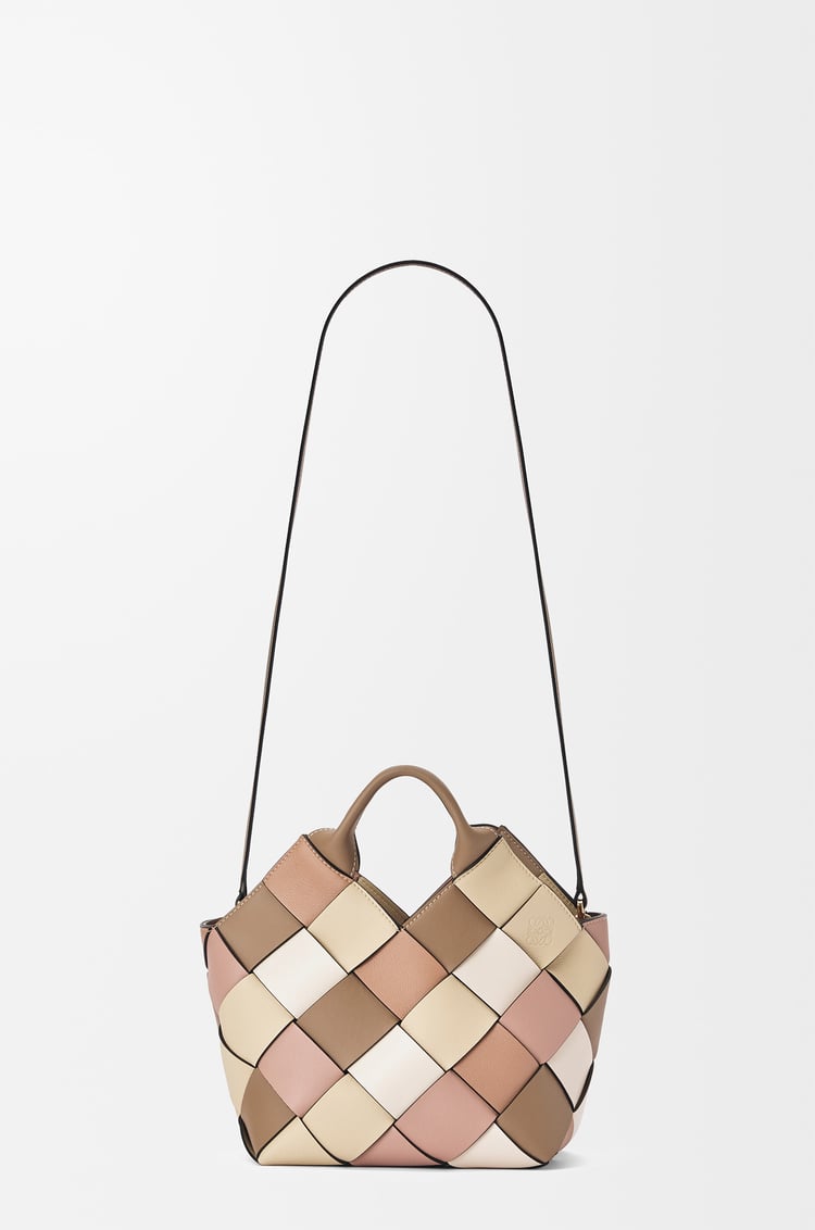 LOEWE Small Surplus Leather Woven Basket bag in classic calfskin Mink/Brown