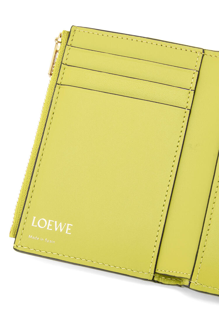 LOEWE Repeat small vertical wallet in embossed silk calfskin Lime Yellow