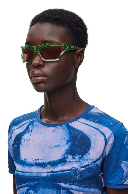 LOEWE Gewölbte Masken-Sonnenbrille aus Nylon Transparentes Grün plp_rd