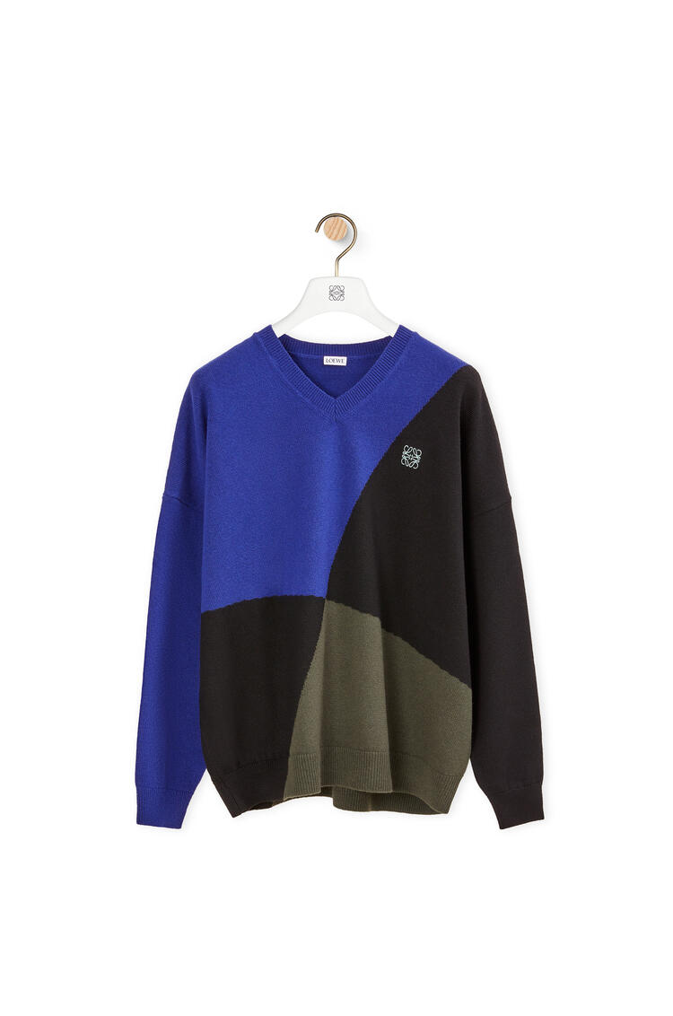 LOEWE Graphic oversize sweater in wool Navy Blue/Black pdp_rd