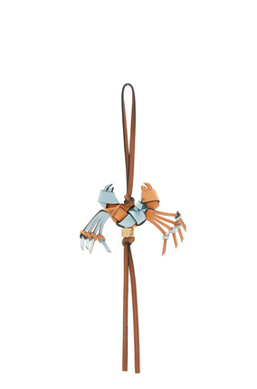 LOEWE Crab charm in calfskin Soft Apricot/Crystal Blue plp_rd