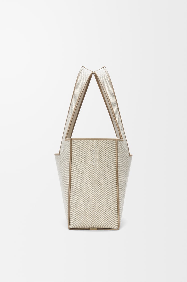 LOEWE Medium LOEWE Font tote in jacquard canvas Ecru