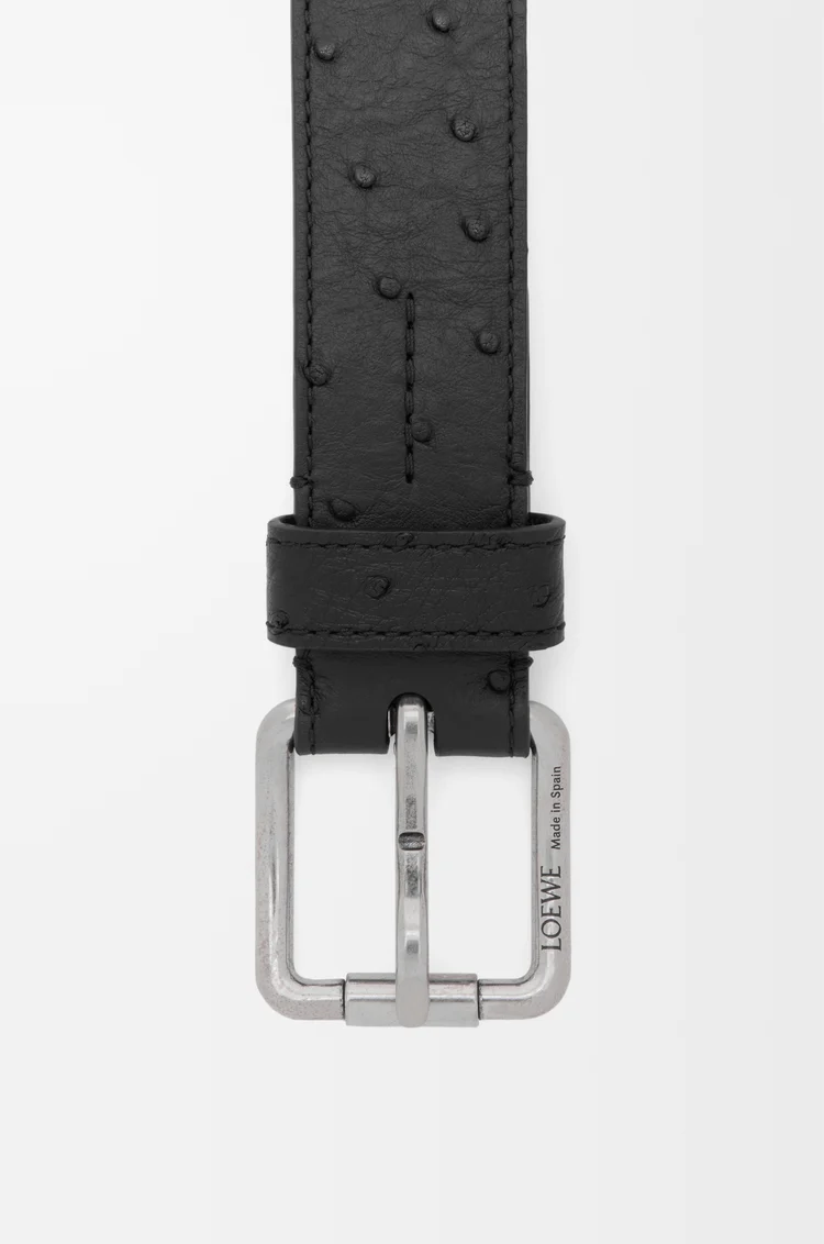 LOEWE Roller Curve belt in ostrich Black/Vintage Palladium