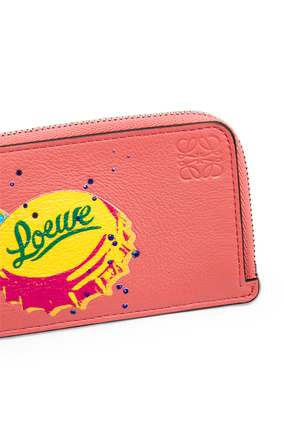 LOEWE Bottle caps coin cardholder in classic calfskin Coral Pink/Bright Purple