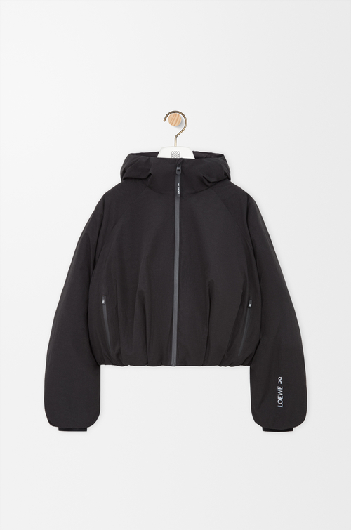 LOEWE Cropped puffer jacket in technical shell Black