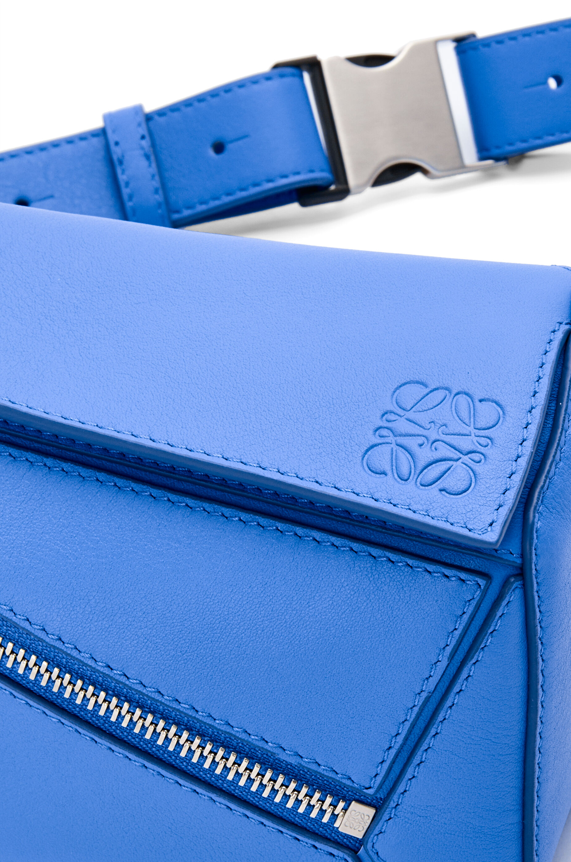 Mini Puzzle bumbag in classic calfskin Seaside Blue LOEWE