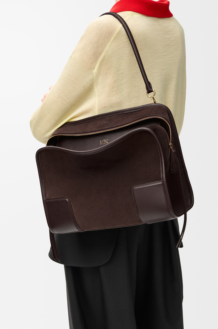 LOEWE Bolso Amazona 180 grande en ante Brownie Oscuro