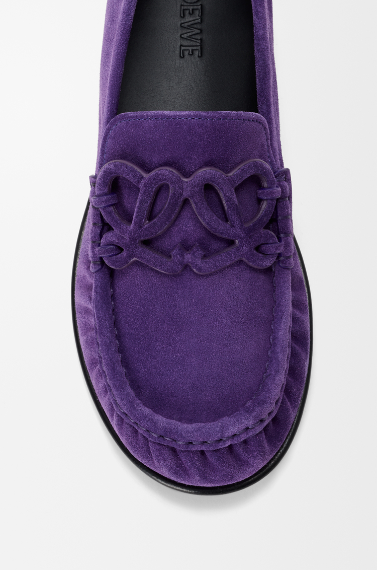 LOEWE 더블 L 로퍼 - 스웨이드 카프스킨 Deep Purple