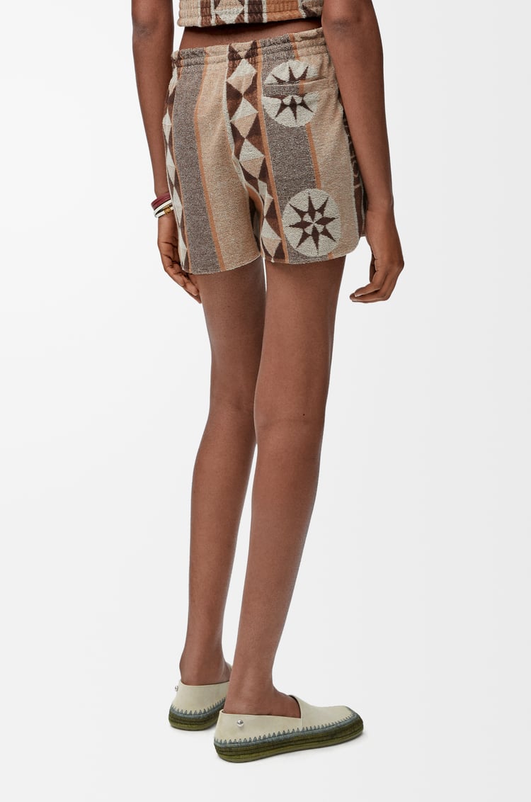 LOEWE Shorts in terry cotton jacquard Beige/Multicolor