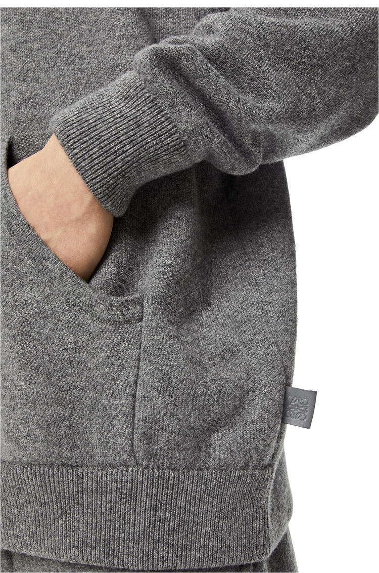 LOEWE Bi-colour hoodie in wool and cashmere Grey Melange