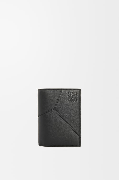 LOEWE Tarjetero con dos pliegues Puzzle en piel de ternera clásica Negro