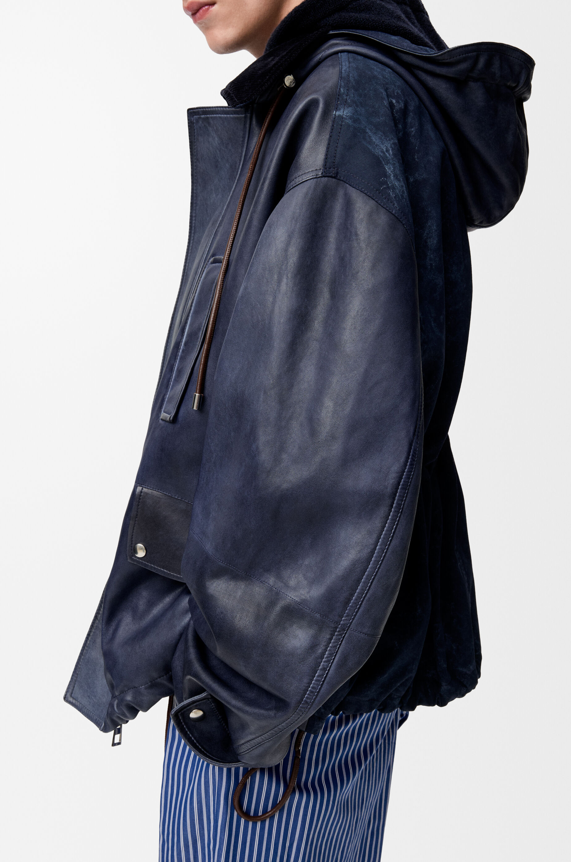 Short parka in nappa lambskin and cotton Blue - LOEWE