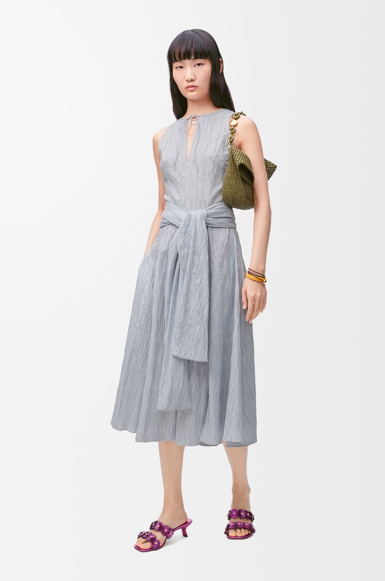 LOEWE Wrap dress in cotton blend Blue/White
