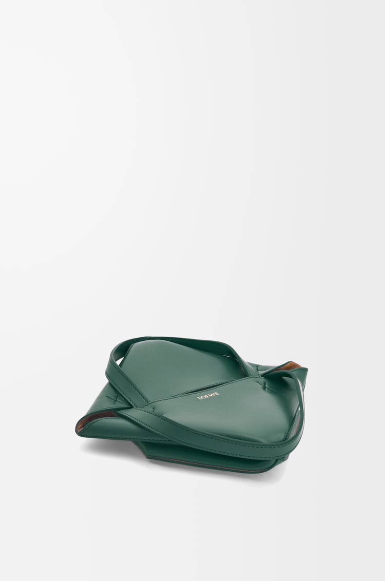 LOEWE Mini Puzzle Fold tote in shiny calfskin Vetiver