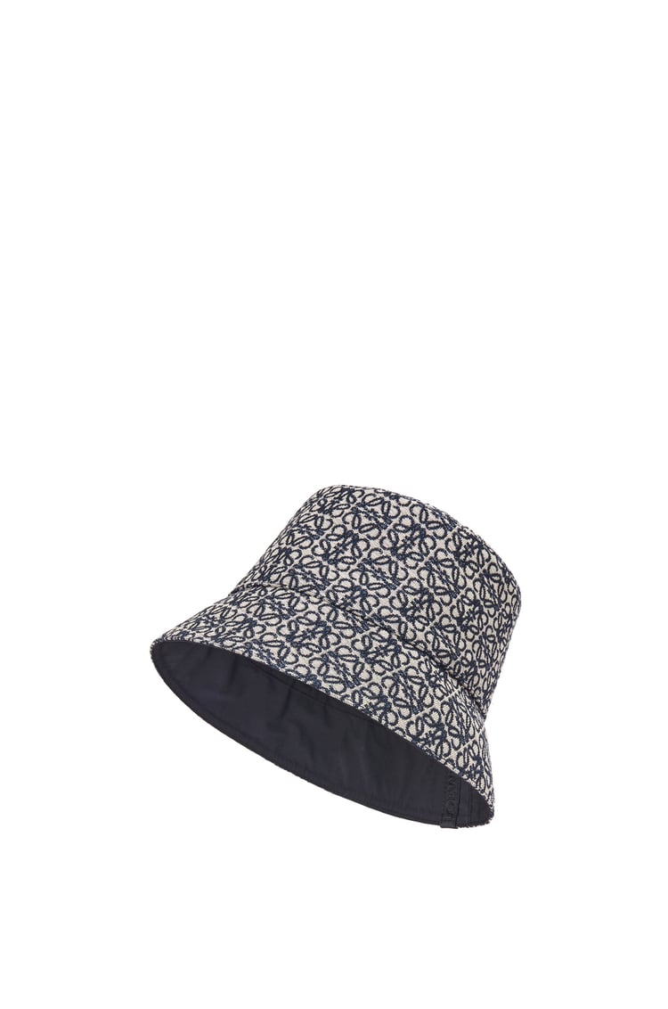 LOEWE Sombrero de pescador reversible en jacquard de anagrama y nailon Azul Marino/Negro
