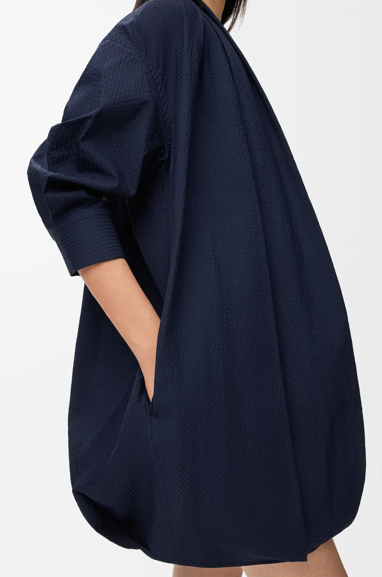 LOEWE Draped dress in cotton Navy Blue