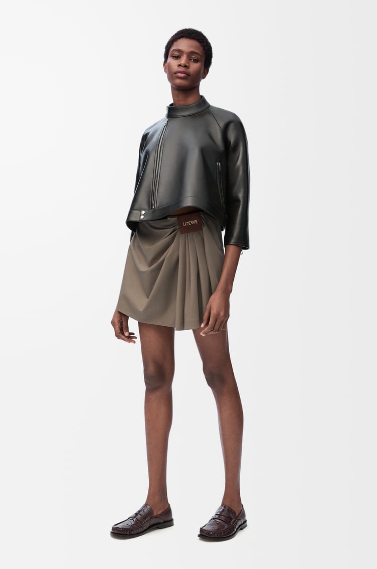 LOEWE Falda drapeada en algodón y seda Marrón Caqui