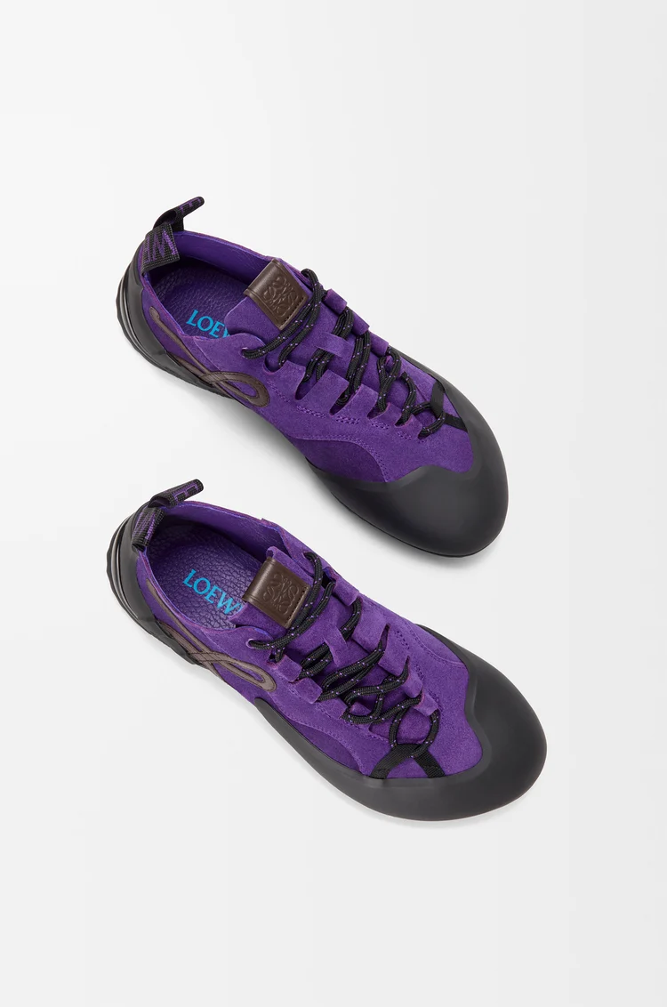 LOEWE Sneaker Grip in pelle di vitello scamosciata Viola/Marrone