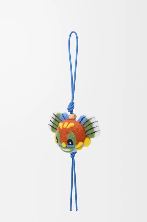 LOEWE Bijou de sac Knight Cat en feutre Rouge/Bleu