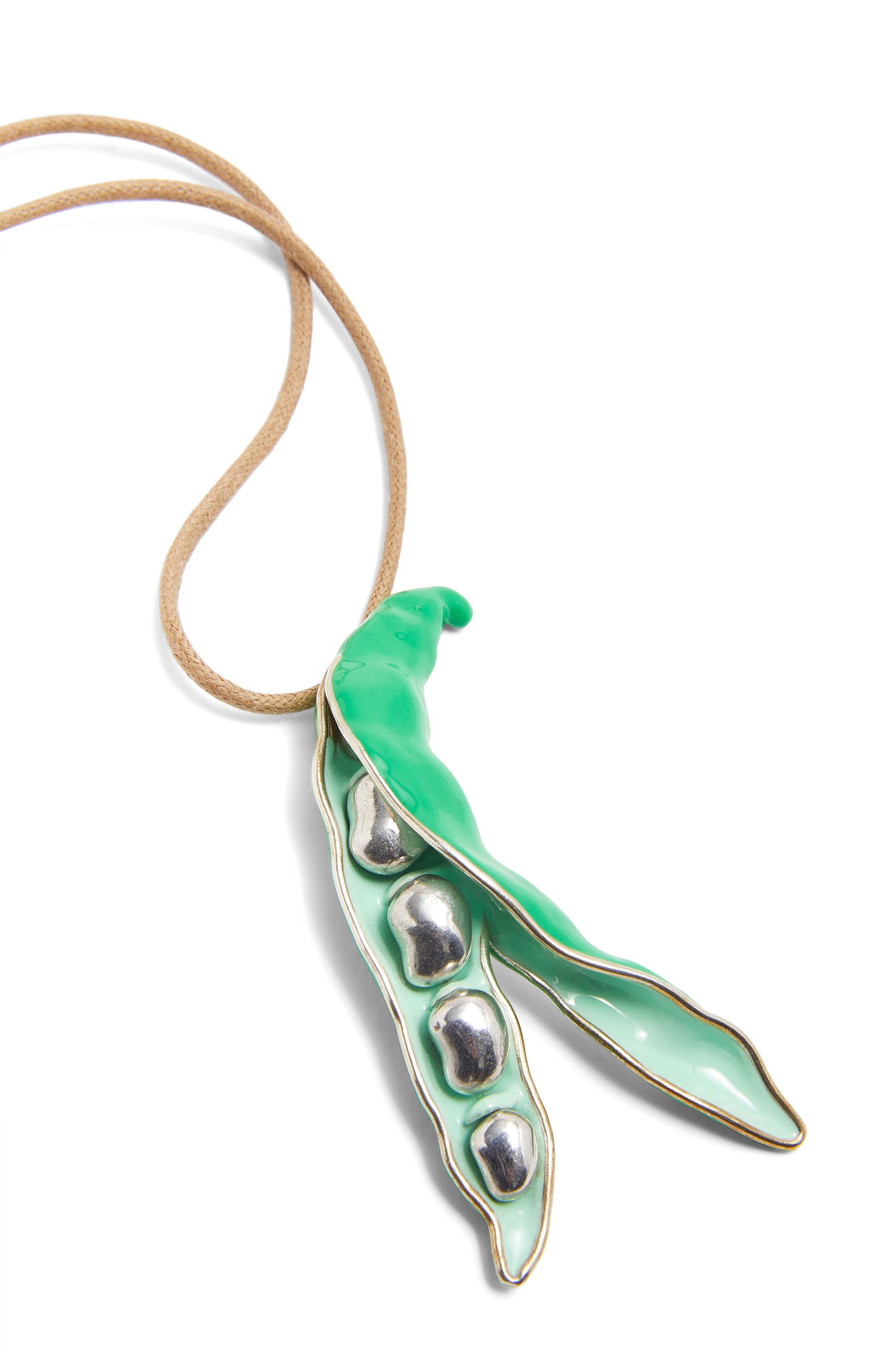 Fava bean pendant necklace in sterling silver and enamel