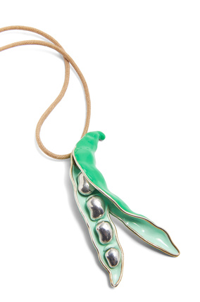 LOEWE Fava bean pendant necklace in sterling silver and enamel 银色 plp_rd