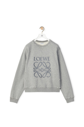 LOEWE Distressed Anagram sweatshirt in cotton Grey Melange