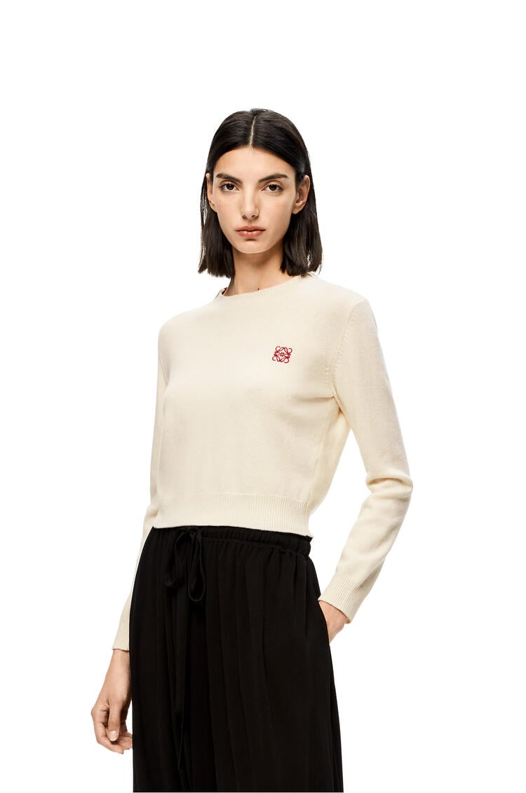 LOEWE Anagram cropped sweater in wool Soft White