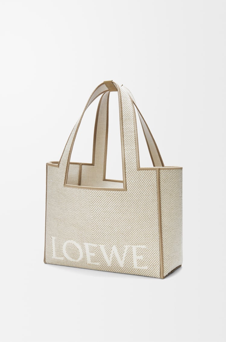 LOEWE Medium LOEWE Font tote in jacquard canvas Ecru