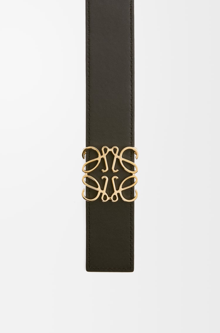 LOEWE Cinturón reversible Anagram en piel de ternera Bronceado/Negro/Dorado